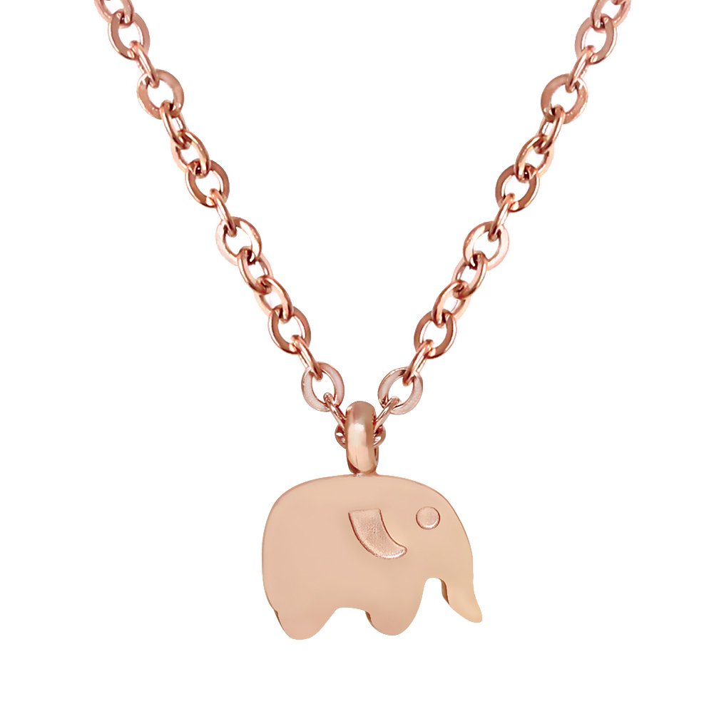 Collana Piccolo Elefante In Acciaio Inox Placcato Oro Rosa – 18K, Ciondolo 9x12mm, Lunghezza 45,7 Cm - 3
