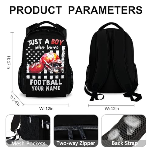 Boys Backpack, Personalized Football Backpacks for School Travel, Custom Large Capacity Bookbag for Kindergarten Elementary Middle Football Team, Cool School Supplies4