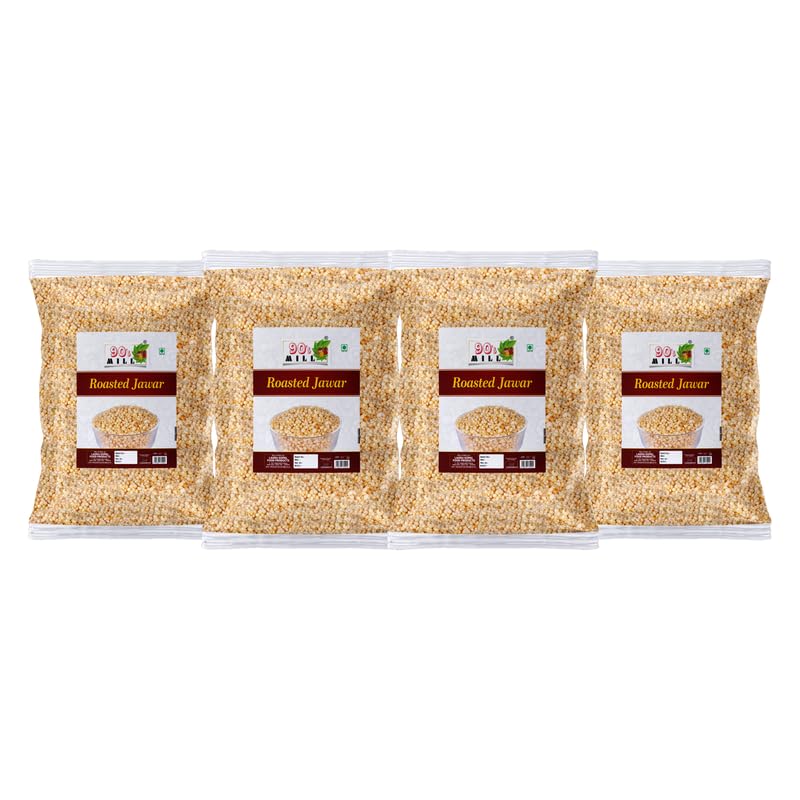 90's MILL Amravati Authentic Sorghum Jowar Jawar Puff Kurmura Kurmure Murmura Murmure Puff Snack | Crispy | Namkeen | Ready to eat | Snacks | Preservatives Free Tea Time Snacks-1Kg*4Pack