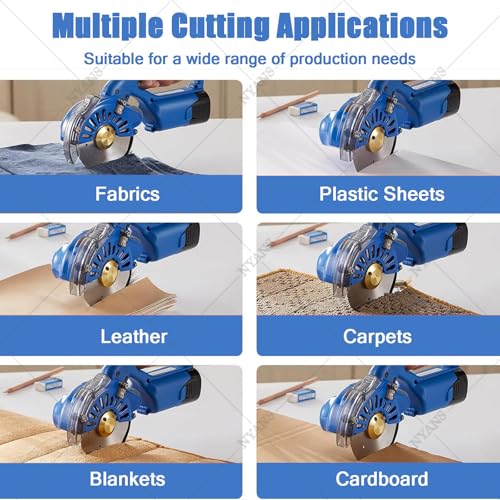 Cordless Electric Rotary Fabric Cutter 100/110/125mm - 2 Blades, 2x2500mAh Battery, 5 Speed Settings for Effortless Cutting of Cotton, RCS-125B
