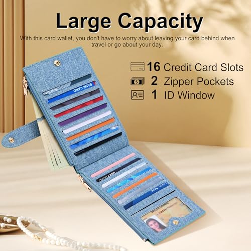 Image of Travelambo Leather Wallets for Women Slim RFID Blocking Bifold Credit Card Holder Wallet