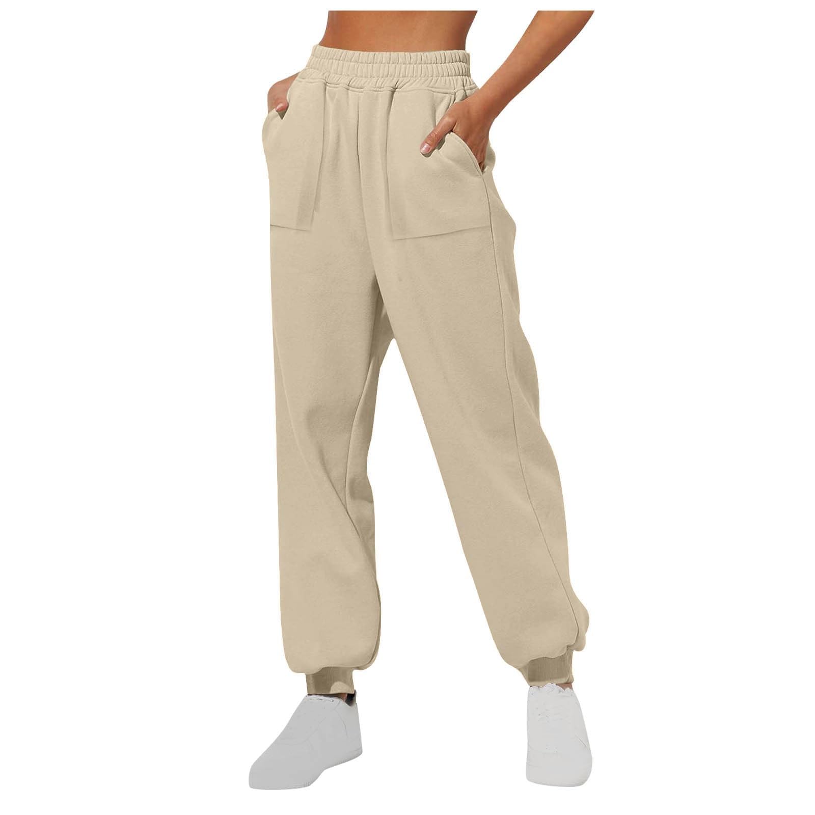 GenericWomen's Plain Gym Sport Jogger Sweatpants Cotton Wide Leg Ladies  Lounge Pants Tracksuit Bottoms with Pockets Drawstring Yoga Sports Trousers