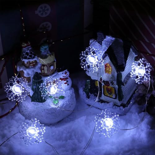 LED Schneeflocken Lichterkette,2M 20 LED Weihnachten Schneeflocke...