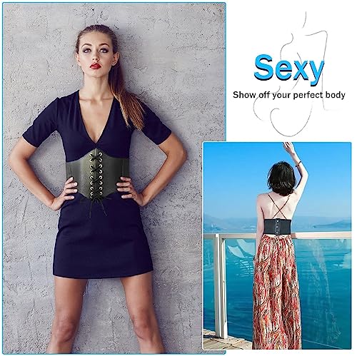 Women's Lace-Up Corset Waspie Wide Belt Retro Elastic Waist Tied for Ladies Halloween Costume4