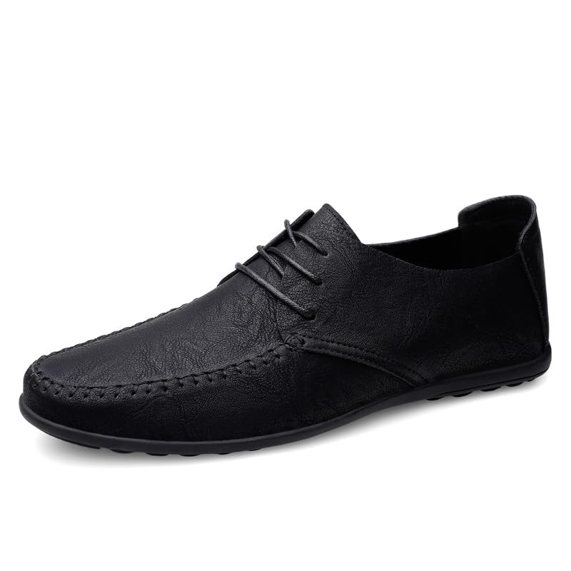 Formal Dress Shoes for Men Lace Up Round Toe Vegan Leather Derby Shoes Rubber Sole Low Top Block Heel Non Slip Resistant Party(Black,11)2