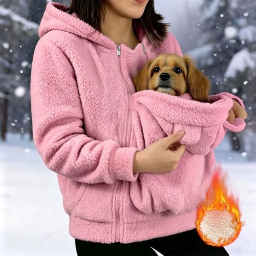 Hrwauag Womens Cozy Fuzzy Pullover Hoodie with Roomy Front Pocket Long Sleeve Loose Winter Casual Warm Top Sweatshirt Pink - image 2