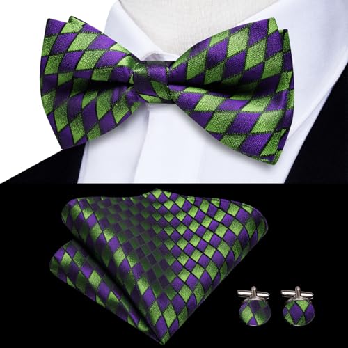Image of Dubulle Suspender and Bow Tie for Men Paisley Solid Mens Suit Braces Pretied Bowtie and Handkerchief Cufflinks Formal Wedding