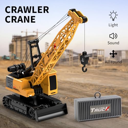 Image of Dwi Dowellin Remote Control Crawler Crane for Boys,11-Channel 2.4GHz RC Construction Crane Toy for Kids Age 3 4-7 8 9 10 Year Old
