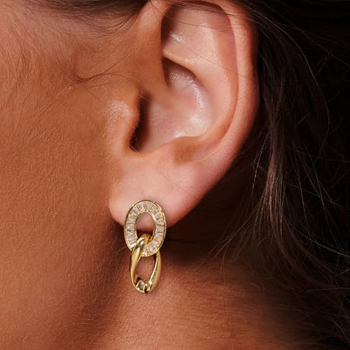 Gold Earrings for Women, Silver earrings, Trendy 14K Gold-Plated and Silver Simplicity Stud Earrings for Women, Dangle Dainty Jewelry Gift4