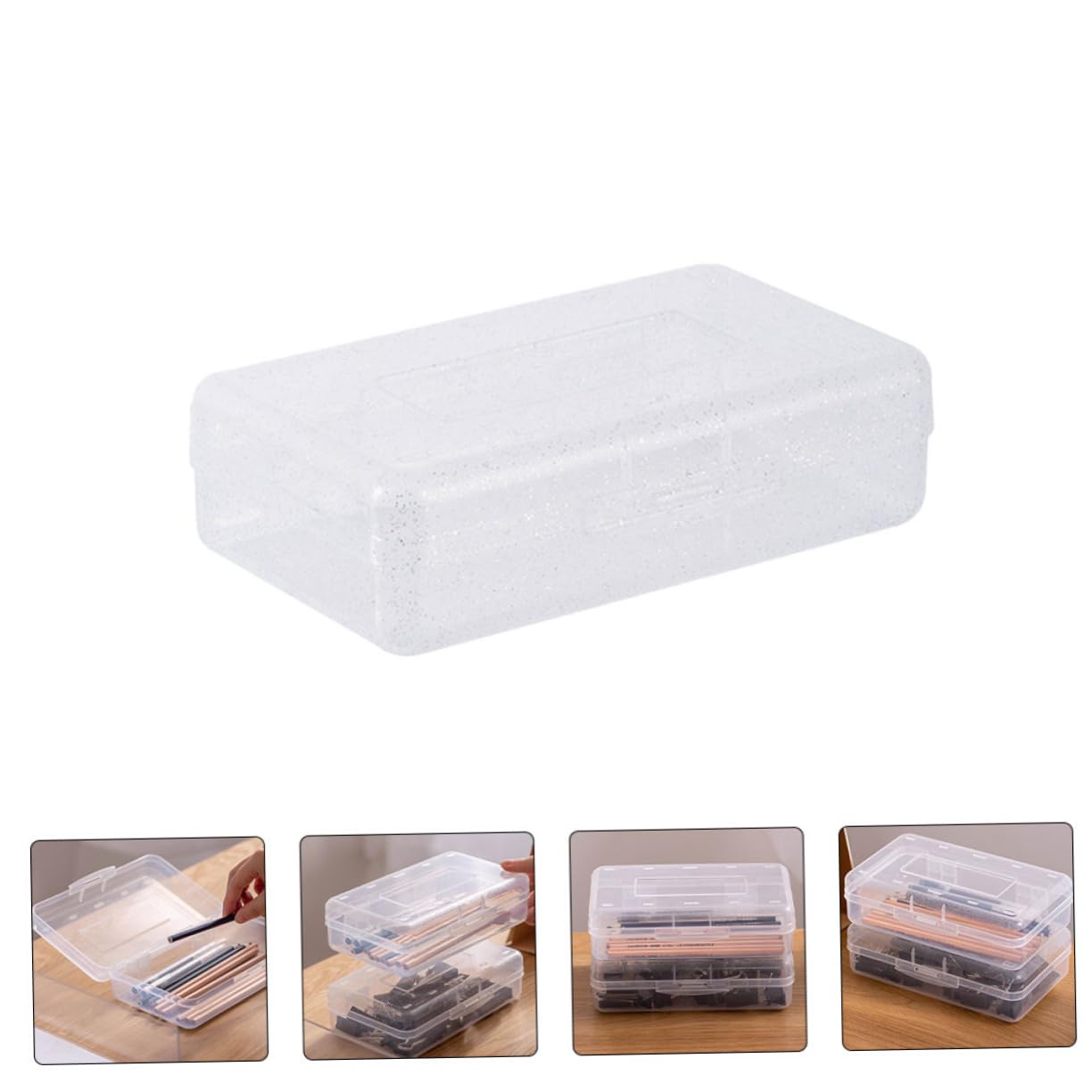 Hohopeti 6piezas Caja De Almacenamiento Transparente De Plástico Organizador De Material Escolar Contenedor Apilable para Lápices y Utensilios De Escritura para Estudiantes y Profesores