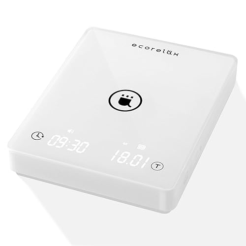 ECORELAX Báscula de café con temporizador, 6.6 lbs0.00 oz de alta precisión para verter sobre goteo, báscula de café digital recargable con pantalla