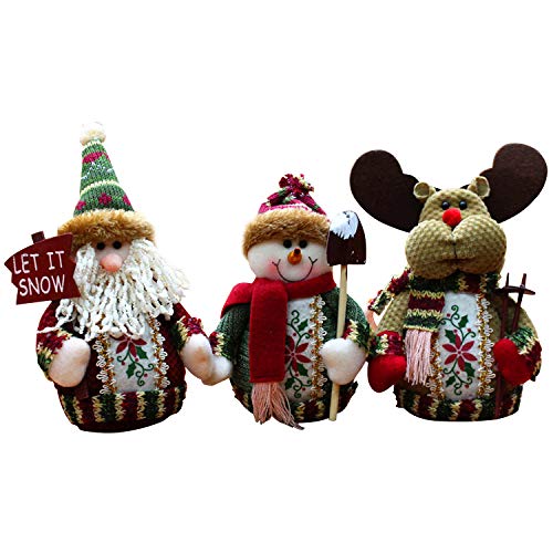 MAZORT 3PCS/Set Lovely Christmas Dolls Toy Santa Clause Reindeer Snowman Christmas Decoration Cloth Doll Ornaments C