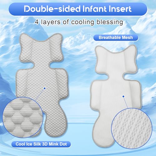 Image of Car Seat Cooling Pad for Baby, Mink Dot Car Seat Cooler Mat for Girls Boys, Stroller Cooling Pad with 3D Breathable Mesh, Multifunctional Infant Carseat Cooling Insert Liner for Summer