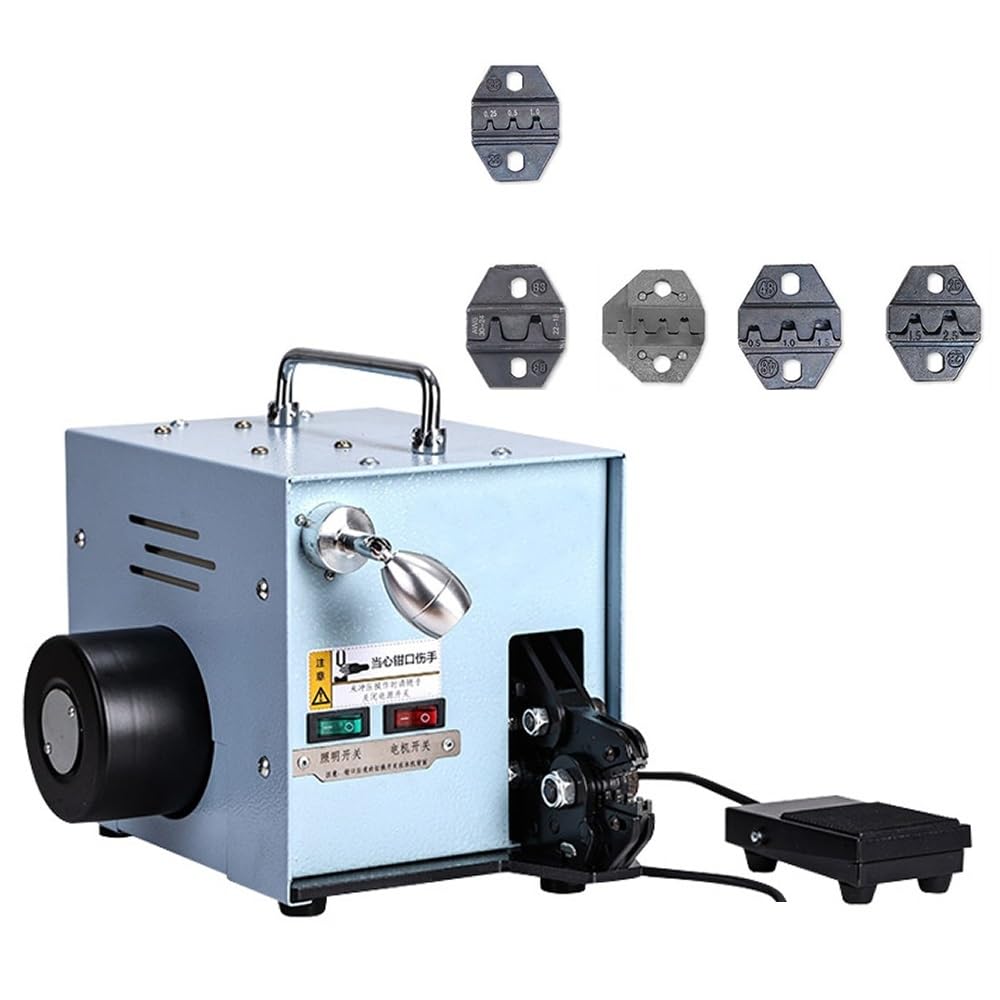 Smtyxs One Color Terminal Crimping Machine 60W Electric Cold Pressing Crimper Tools With Exchangeable Die Sets Secure Crimping(Kit 0051)