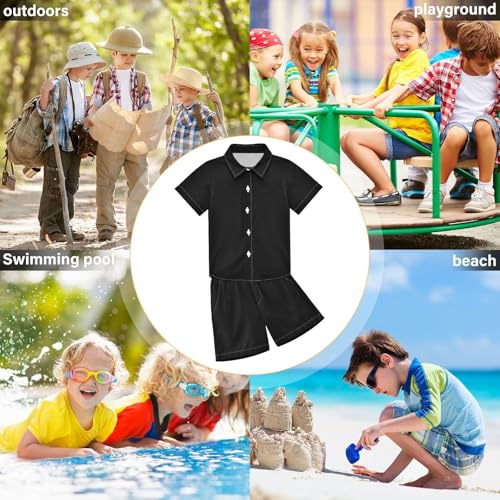 Image of CaTaKu Hawaiian Shirt for Boys Monster Truck Car Button Down Shirt Short Sleeve Kids Shorts Sets Summer Outfits Size 5-6t