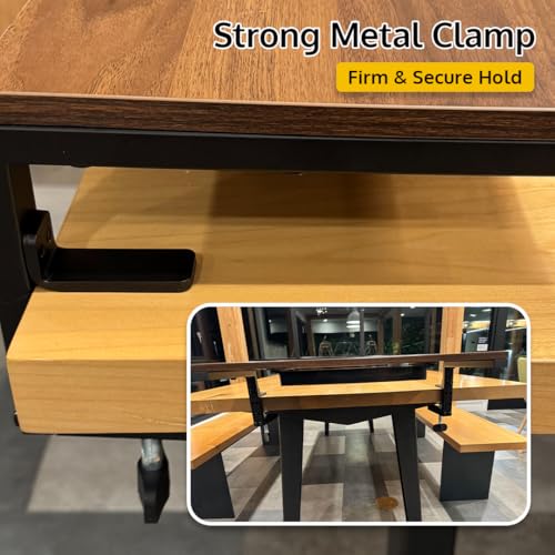 Ergonomic Clamp on Computer Monitor Laptop Riser Stand with Drawer, 21.6 x 9.8 inch - Dark Brown - Image 5