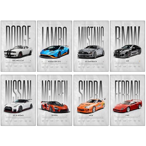 Image of Fit-in Trends Car Poster For Wall Boys Room|Super Car Poster Stickers | Gifting Ideas For Men Boys Car Lover's | Wall Art For Living room, Office, Dining Room| A4 Size Wall Art (Combo Poster)