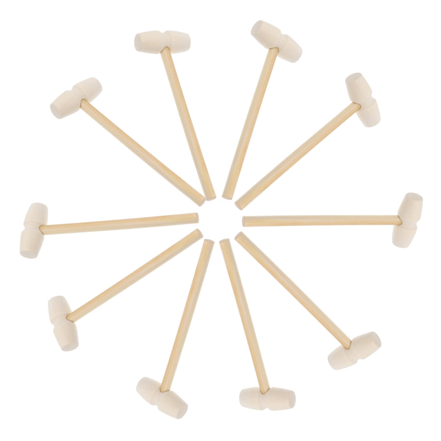 Alipis 10pcs Wooden Mallets Solid Wood Hammers for Educational Play Gavel for Hand Eye Coordination Creative Crafting Fun Beige