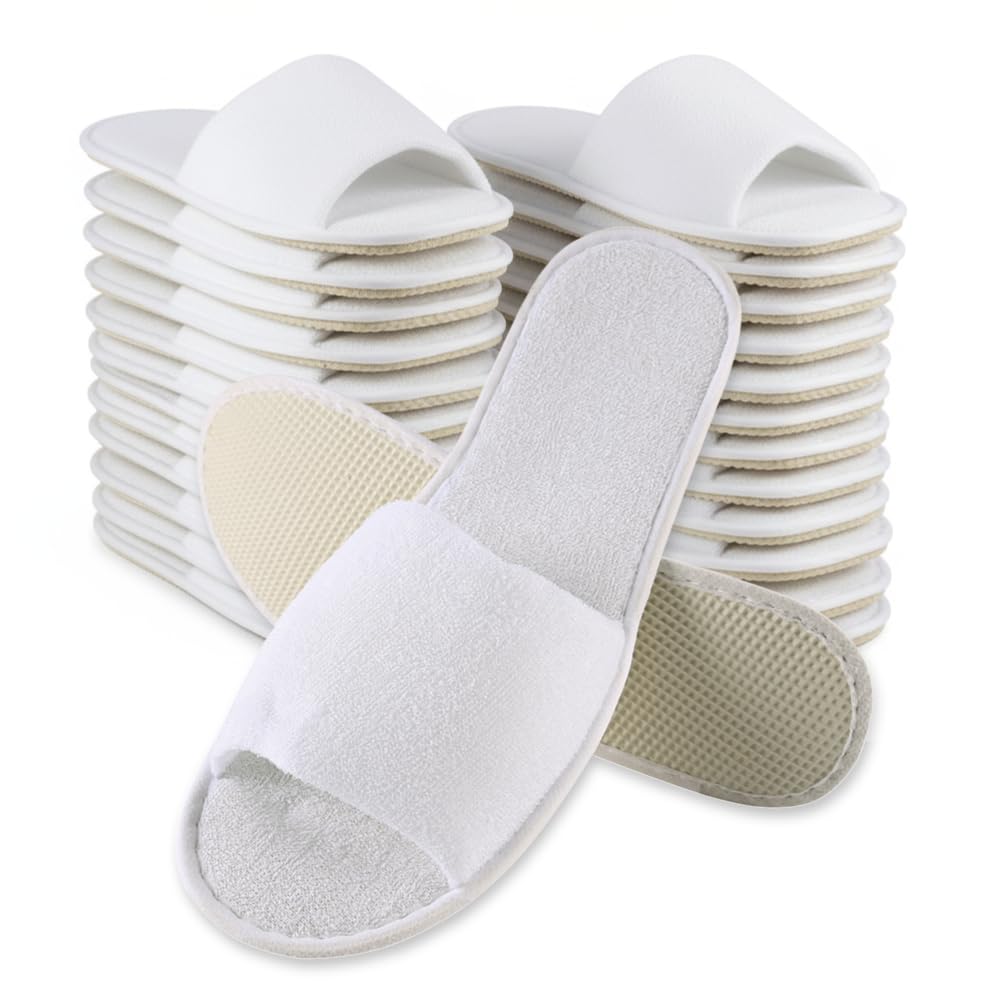 FRANZ MENSCH 200 Stück Hygonorm Slipper Classic, offen | Polyester, Box, white, universal, standard, L: 28.5cm, B: 11cm, Hotelslipper, Einweg-Hausschuhen, Gästeschuhe