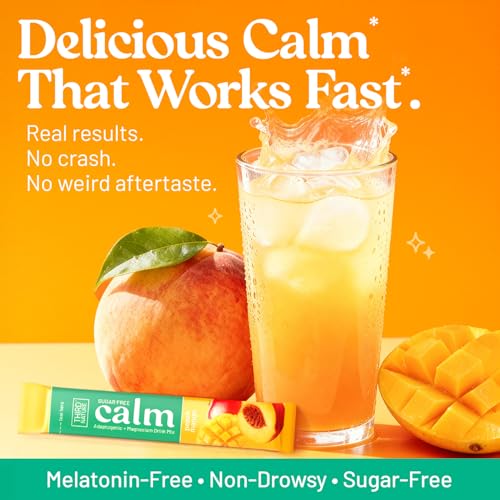 Image of Third Nature Calm Powdered Drink Mix for Stress Support, Relaxation, Healthy Cortisol & Focus - No Sugar, Non-GMO On-The-Go Calming Drink with Magnesium Glycinate, GABA, Peach Mango, 28 Stick Packs