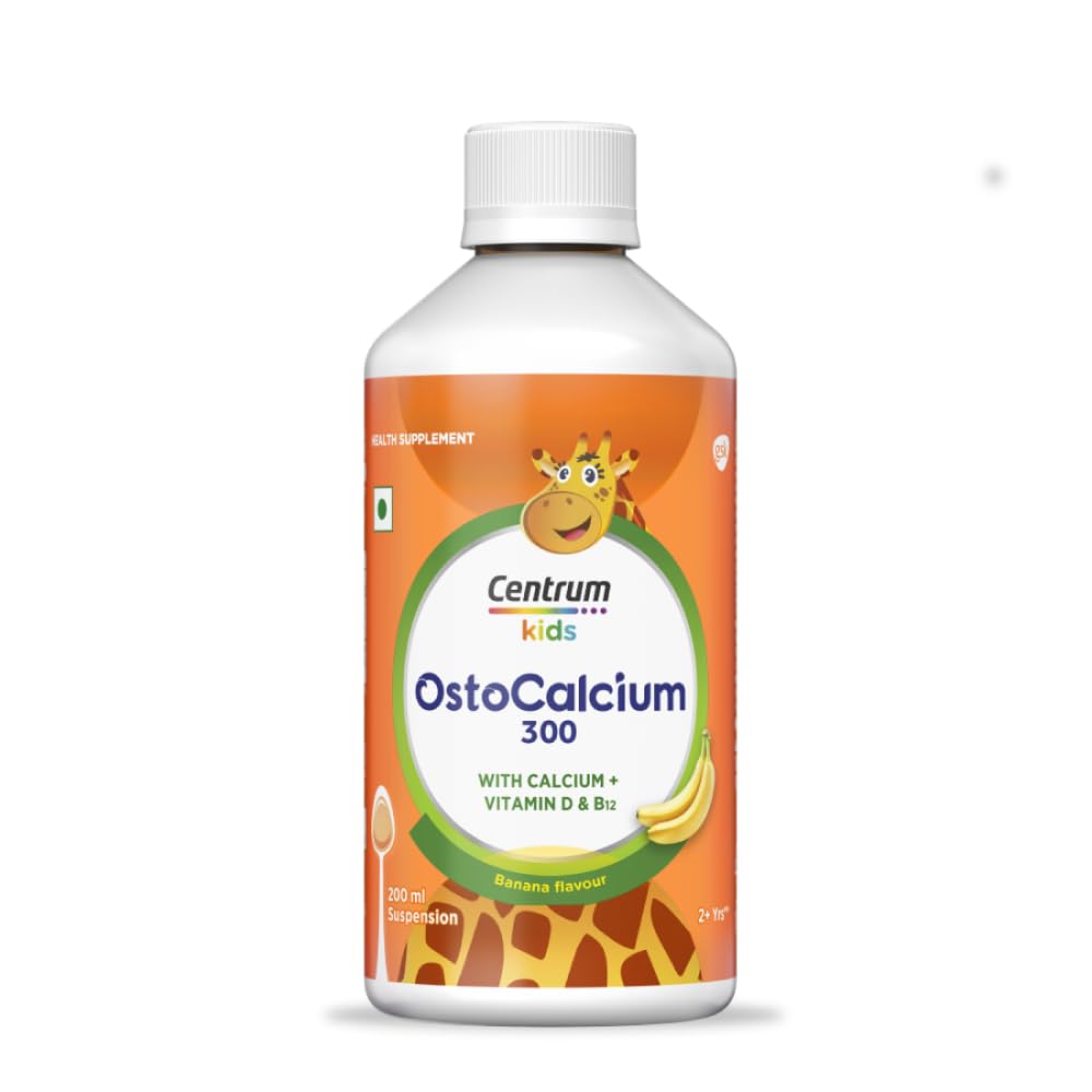 Centrum OstoCalcium Kids 300 Suspension | Vit D & Calcium to support Growth, Strong Bones & Teeth |200ml