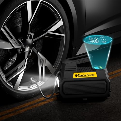 Mihoho Elektrische luchtpomp, compressor, draagbare bandenpomp met digitaal led-display en druktest voor auto's, fietsen, motorfietsen - Afbeelding 5