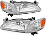 LSAILON Headlight Assembly Replacement Fit 1998-2000 For Toyota Corolla Chrome Housing Amber Reflector Clear Lens