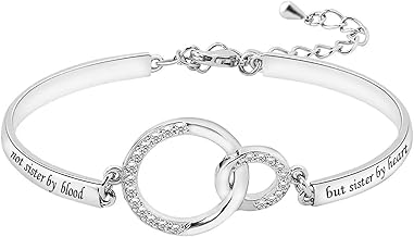 Not Sister By Blood But Sister By Heart Cuff Bangle Bracelet for Best Friend BFF Friendship Bracelets