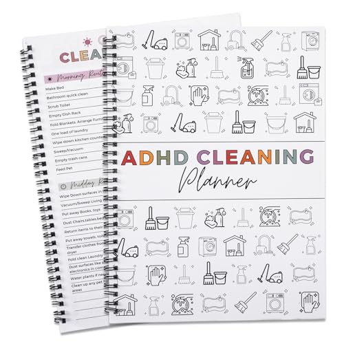 Cleaning Plan Schedule - Daily, Weekly and Monthly Cleaning Plan Organiser with cute cleaning icons - perfect for home, flat and office cleaning management