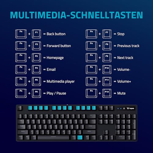 V500PRO 2.4 Tastiera meccanica senza fili, durata della batteria 120 ore, design ultra sottile, layout tedesco QWERTZ, nero - Tastiera gaming - Immagine 9