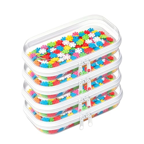 Image of 4PCS Thickened Clear Hard Shell Zipper Case,Professional-Grade Plastic Clear Zipper Pencil Case, Toiletry Pouch, Travel Organizer, Cosmetic Bag, Toy Storage Bins