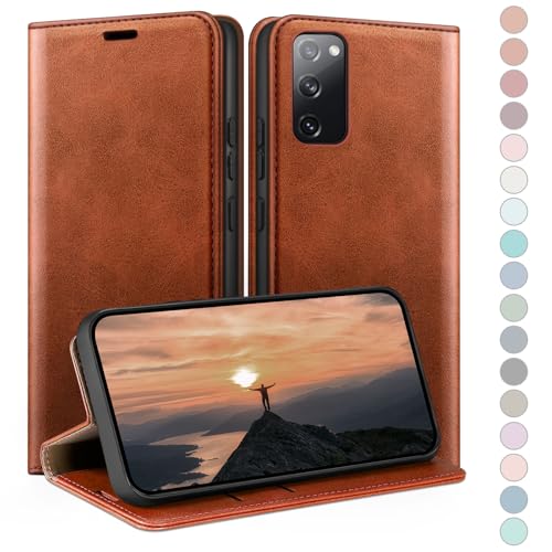 Coque Samsung Galaxy S20 FE Portefeuille Brun Clair | Étui en Cuir avec Protection RFID