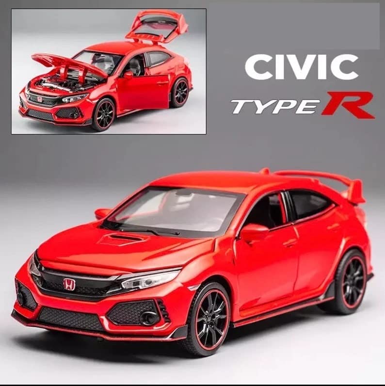 Image of Invite Enterprise Car For 1:32 Honda Civic Type-R Diecast Toy Vehicle Metal Pull Back Die-Cast Car Model Car With Openable Doors, Light And Sound For Kids Adults Gift?Colors As Per Stock?