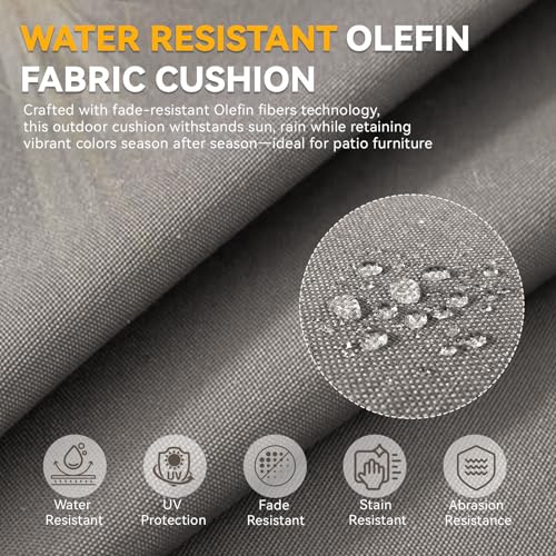 Image of Outdoor Cushion Set for Patio Furniture, UV Resistant, Water Resistant - 6 Inch Thick Foam Garden Cushions- 24x24 Inch Patio Seat Covers for Chair /Sofa /Couch | Grey | 10-Pack |