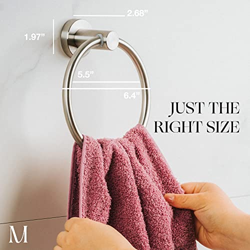 Image of Marmolux Acc Brushed Towel Ring for Bathroom - Hand Towel Holder for Bathroom Wall - SUS304 Stainless Steel Bathroom Towel Rack Hardware Set.