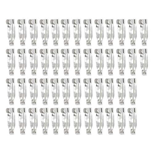 CAPASTEC ブローチピン 穴付き安全ピン15mm クラフト バッジ コサージュ 名札用のアイアンクラスプ金具 DIY用の安全ピン シルバートーン 50個