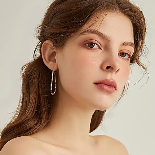 Gloquat 925 Sterling Silver Heart Hoop Earrings For Women Girls Large Heart Earrings For Women Fashion Lightweight Twisted Silver Plated Heart Hoops Earrings Hypoallergenic Earrings Jewelry Gifts 50Mm #TOP2