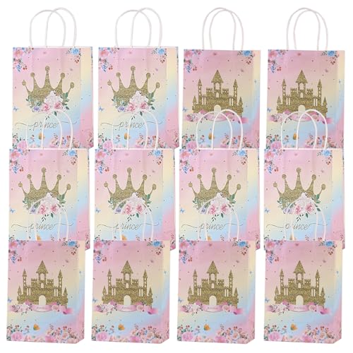 Sacos de papel para festa de princesas, sacos presentes princesas castelos, 12 peças sacos para carros aniversários, sacos presentes de aniversário infantil