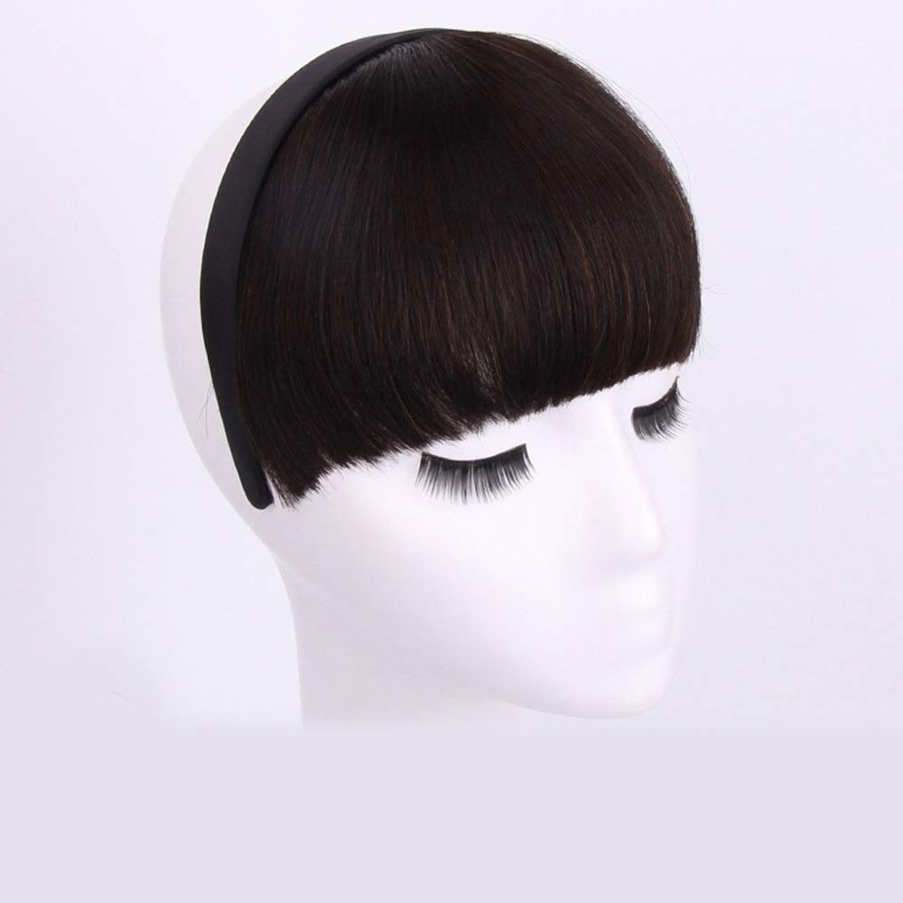 YIFOOPLI Short Straight Wigs Real Hairs Headband Bangs Synthetic Wigs For Women Wigs Role-playing Wig Cap (Color : Natural)