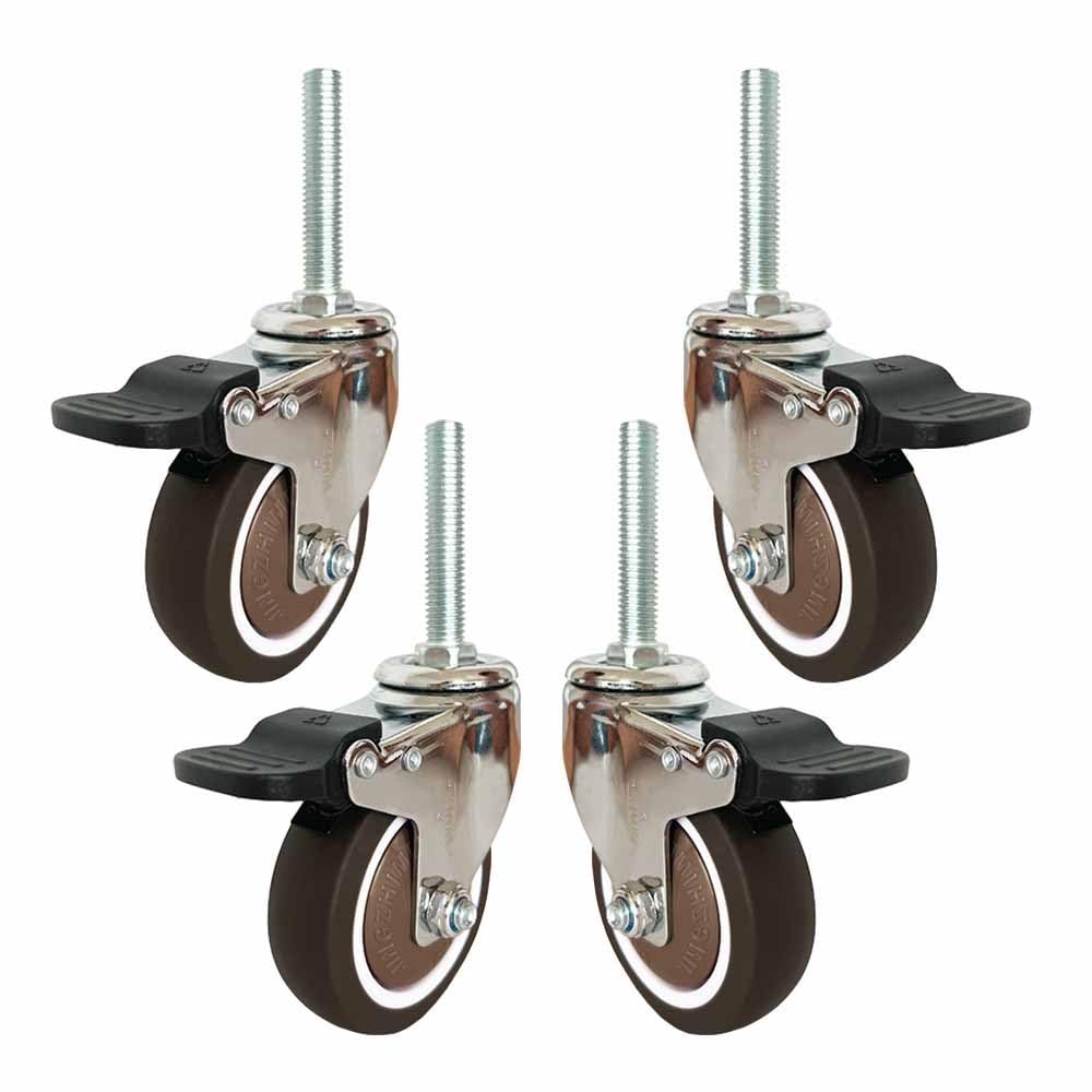 Roulettes pivotantes M12 de rechange silencieuses en caoutchouc lot de 4