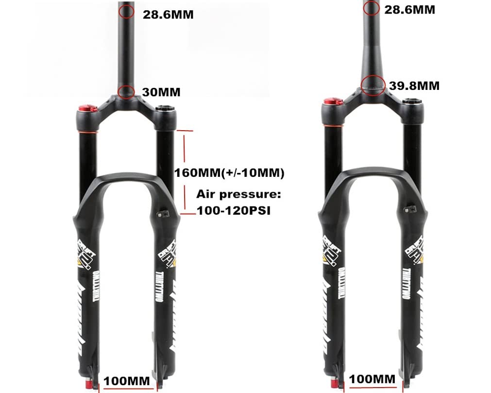 Widelec amortyzowany do roweru górskiego 26/27,5/29" MTB powietrze 130 mm ugięcie sprężyny regulacja tłumienia 1-1/8 prosty/stożkowy hamulec tarczowy roweru QR 9 mm (kolor: 1-1/2 HL, rozmiar