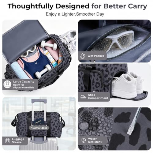 Image of FIORETTO Women's Gym Duffle Bag with Shoes Compartment, 30L Capacity, Ideal for Travel, Gym, Sports, Duffel, Weekender