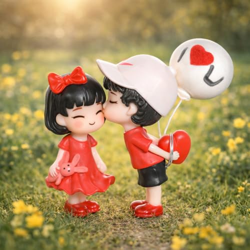 CraftVatika Valentine Gift for Girlfriend Boyfriend, Husband Wife, Valentine Love Couple with Balloon Romantic Miniature Statue Showpiece, Birthday Gift Propose Day Gift for Woman