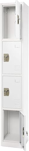 Miniatura 8 de AdirOffice Armario escolar grande con 4 puertas y 4 ganchos, armario de almacenamiento de metal ideal para escuela, garaje, armarios de oficina (4