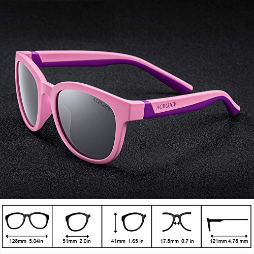 Kids Polarized Sports Sunglasses TPEE Frame with Adjustable Strap for Boys Girls Age 6-122