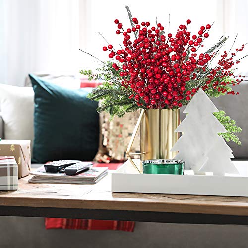 image for Lvydec 4 Pack Artificial Red Berry Stems - 20 Inch Christmas Holly Ber