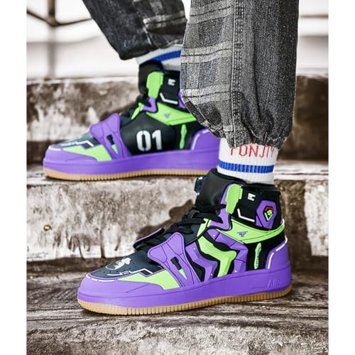 Men's Fashion High Top Chunky Sneakers Anime Color Block Walking Streetwear Basketball Shoes for Men3