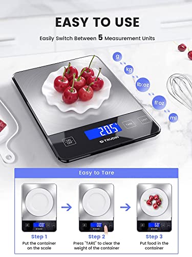 【Nasa-Grade】33Lb Food Kitchen Digital Scale,【Bread Meat Cookies Measures Precisely】Weight Grams And Ounces For Baking Cooking,1G/0.1Oz Precise Graduation,304 Stainless Steel,Waterproof Tempered Glass #TOP2