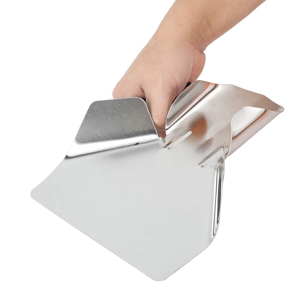 BORDSTRACT French Fries Shovel, Stainless Steel Food Popcorn Chips Scoop with Handle, for Commercial Restaurant Use French Fry Bagger (Single Handle)