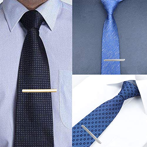 image for YADOCA 10 Pcs Men Brass Tie Bar Pinch Clips Set Trendy Regular Wedding